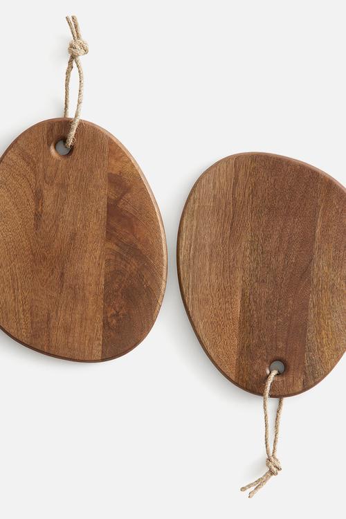 Small asymmetric mango wood cutting board - brown