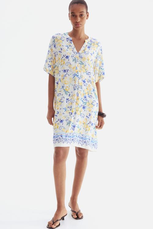 Viscose tunic dress - white lemons