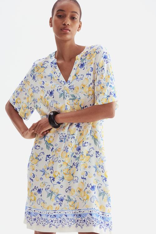 Viscose tunic dress - white lemons