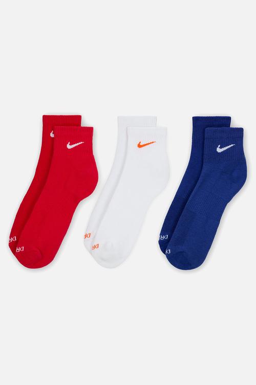 Everyday Plus Cushioned Training Ankle Socks (3 Pairs) - Red/Wht/Blue