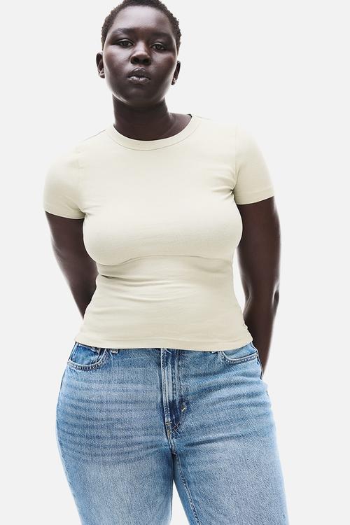 Ribbed modal-blend t-shirt - greige