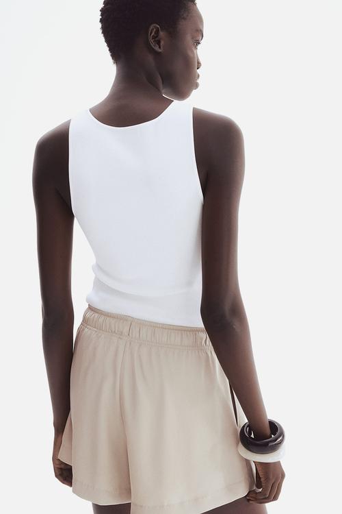 Twill drawstring shorts - beige