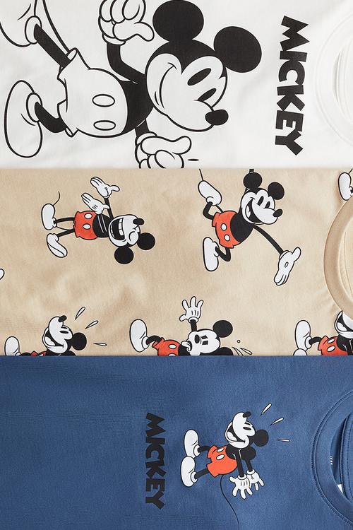 3-Pack printed T-shirts - blue/mickey mouse