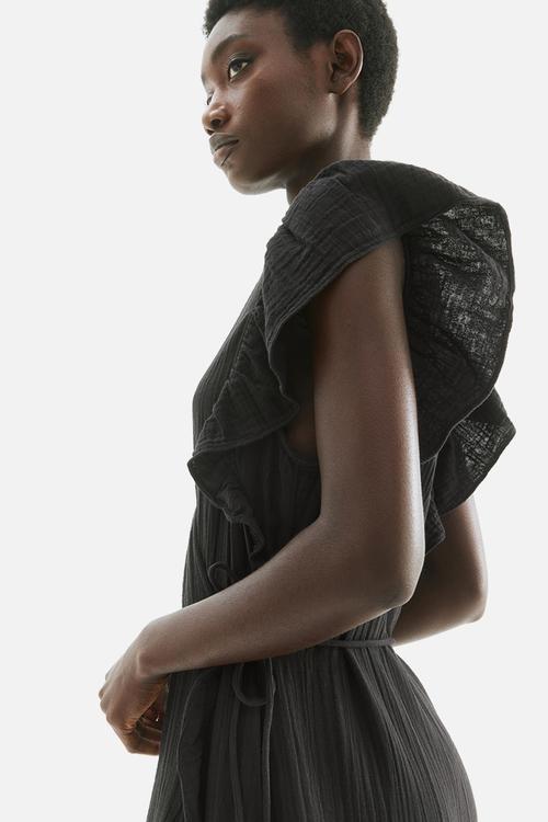 Muslin wrap dress - black