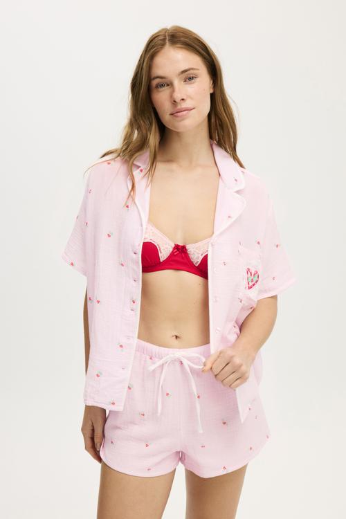 Relax Short Sleeve Sleep Set - Christmas Holly Blushing Bride