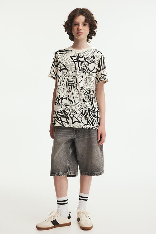 Printed cotton T-shirt - white/patterned