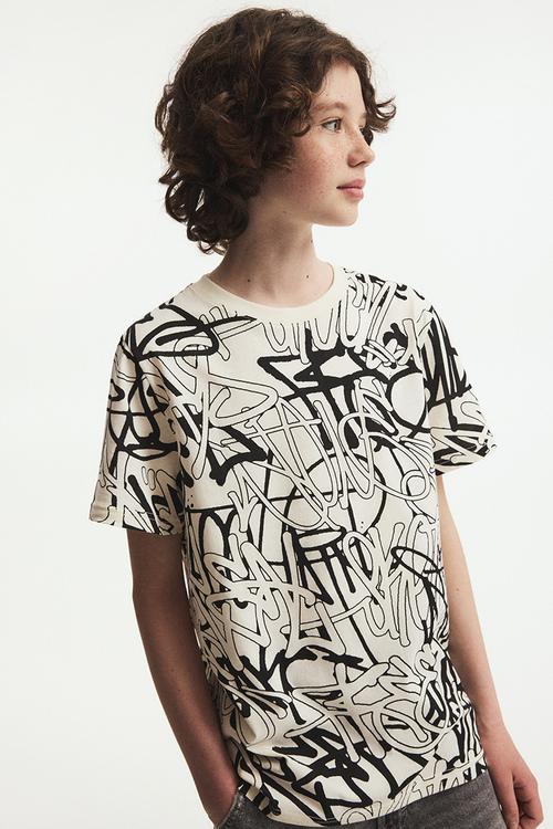 Printed cotton T-shirt - white/patterned
