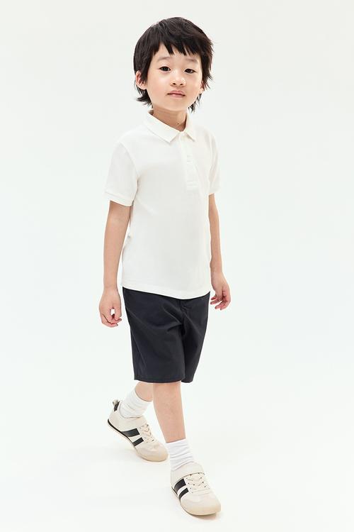 Cotton piqué polo shirt - white