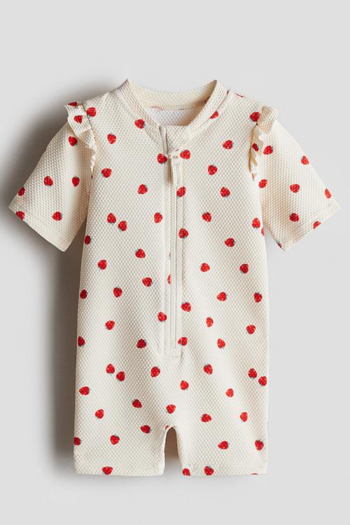 Swimsuit with upf 50 - cream/strawberries