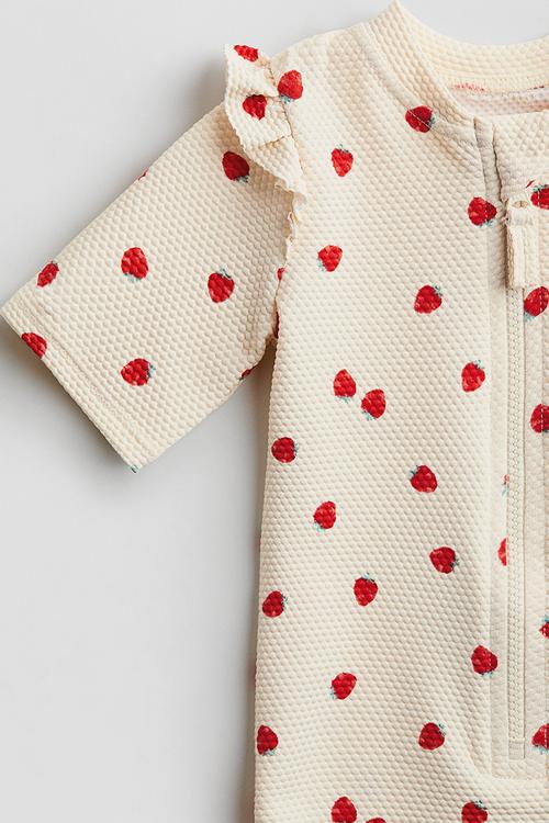 Swimsuit with upf 50 - cream/strawberries