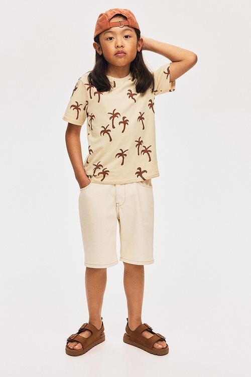 Printed T-shirt - light beige/palm trees
