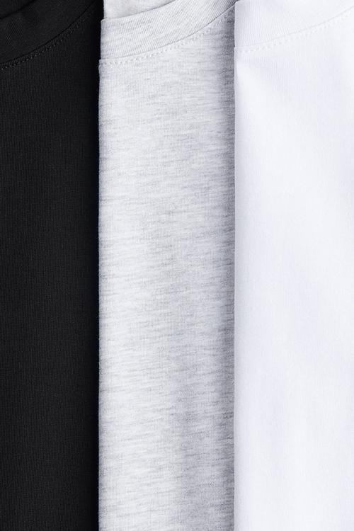 3-pack cotton tops - light grey/black