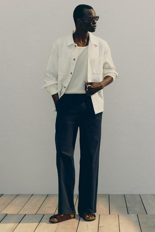 Relaxed fit cotton trousers - dark blue