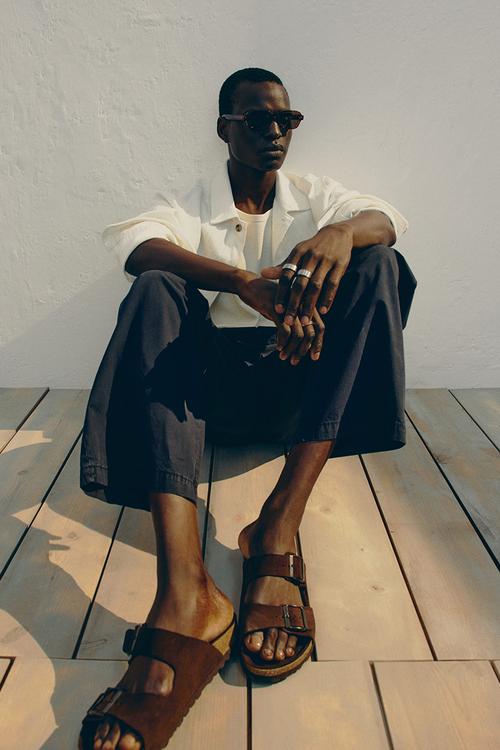 Relaxed fit cotton trousers - dark blue