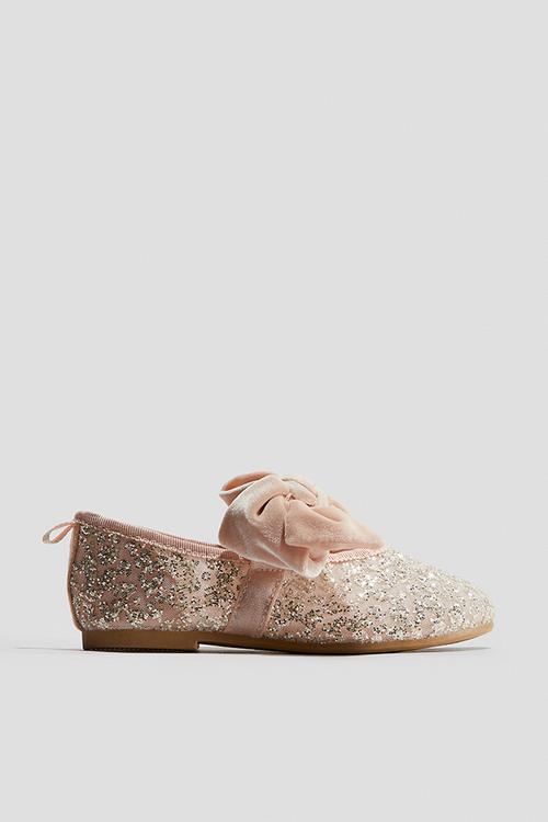 Bow-detail ballet pumps - pink,silver