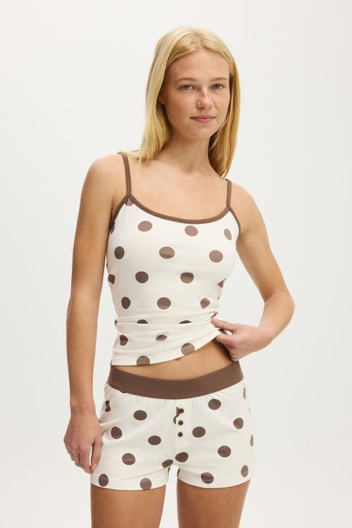 Dreamy Soft Longline Cami - Coconut Milk/Deep Taupe Spot