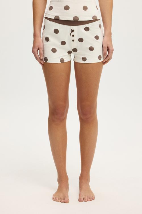 Dreamy Soft Boyshort - Coconut Milk/Brown Large Polka Dot