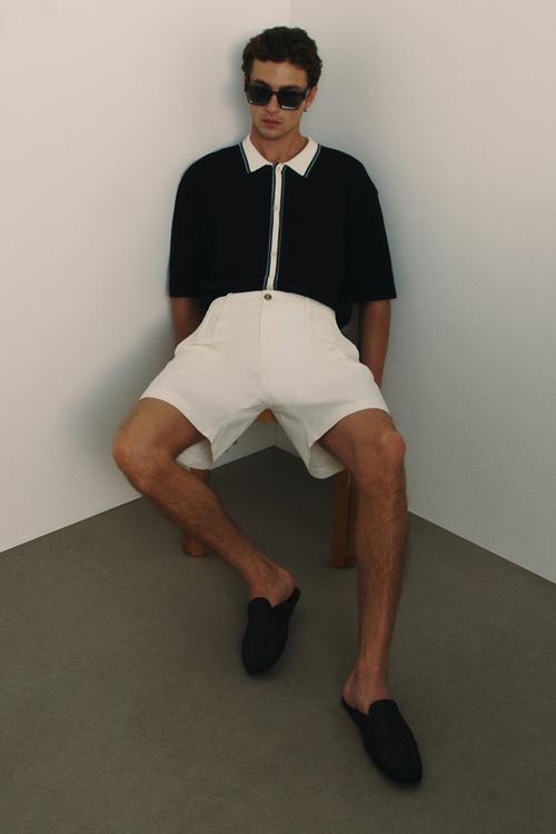Relaxed fit linen-blend shorts - white