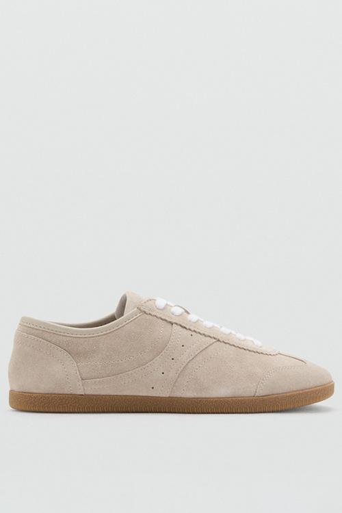 Point suede sneaker - light beige