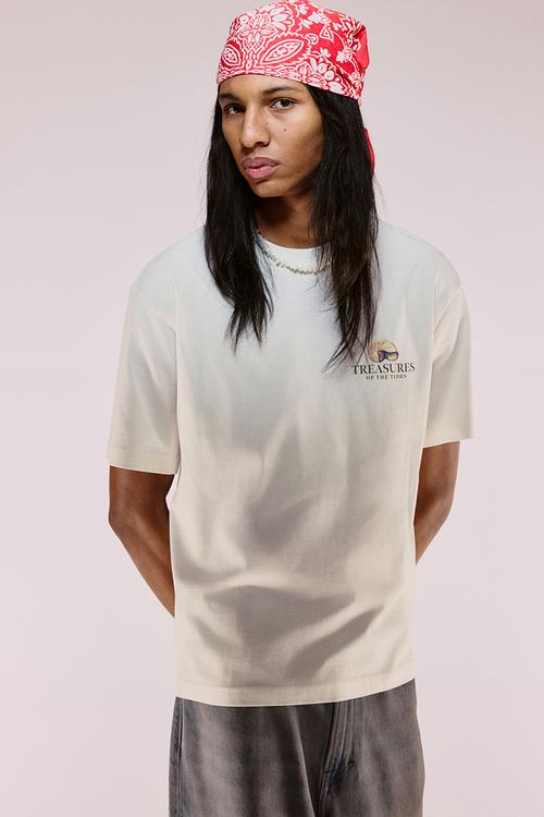 Loose fit printed t-shirt - white/playa de alcudia - 0967955128