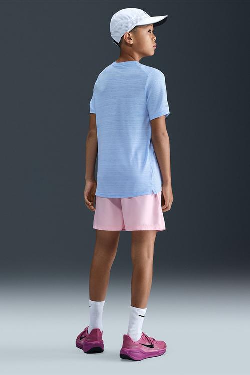 Boys Nike Dri-Fit Short Sleeve Miler Top - Royal Tint