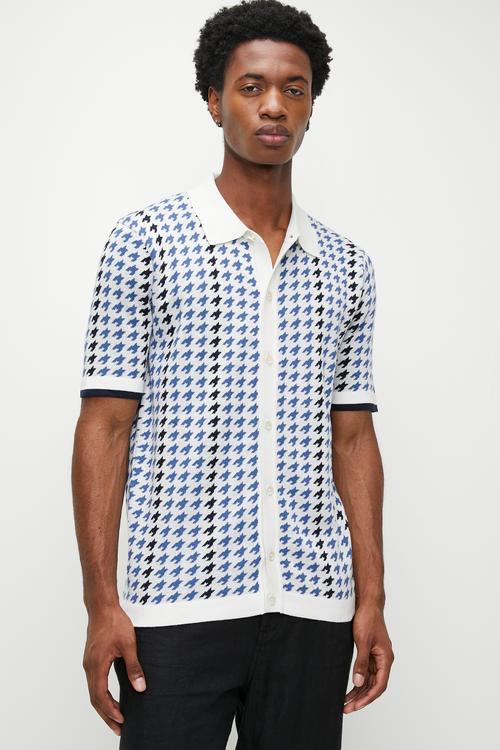 Houndstooth Btn Thru Polo - multi