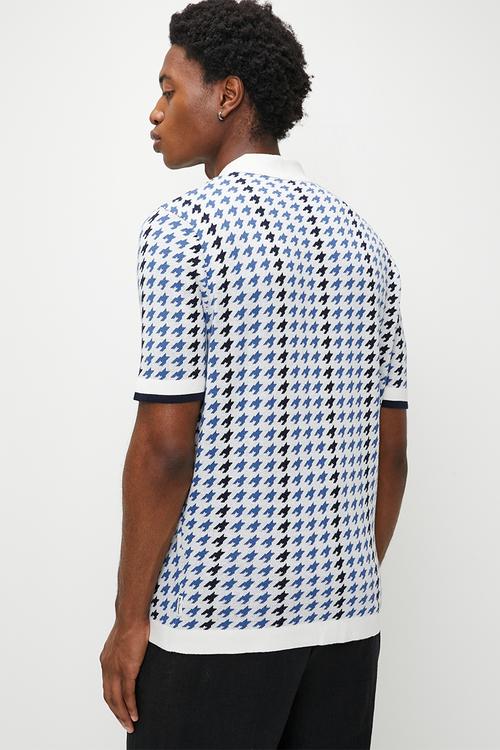 Houndstooth Btn Thru Polo - multi