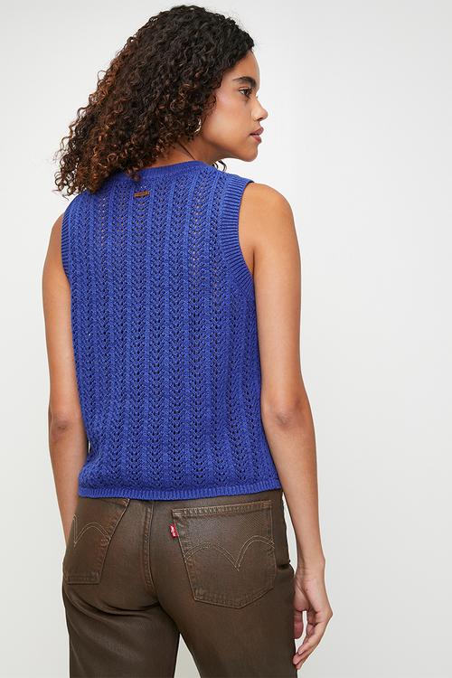 Sunrise Crochet Tank - Mazarine Blue
