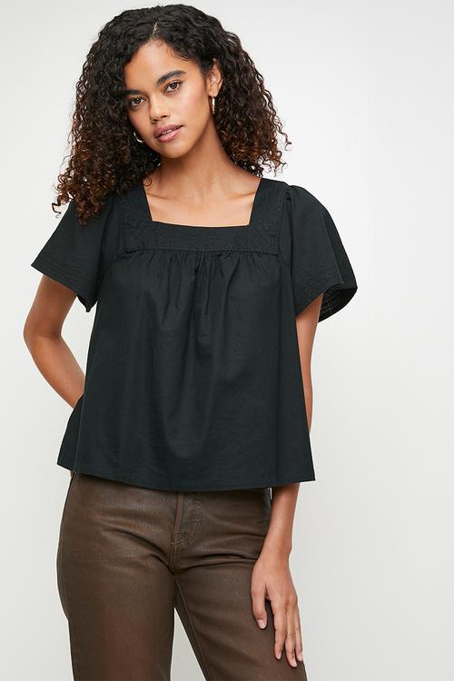 Ambre Babydoll Blouse - Anthracite Night