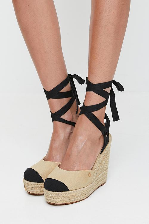 Moniker 11 tie up platform rope wedge - black combo