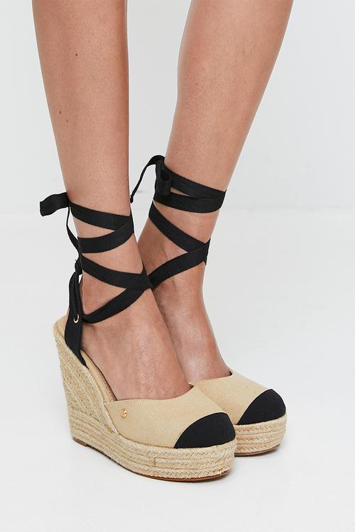 Moniker 11 tie up platform rope wedge - black combo