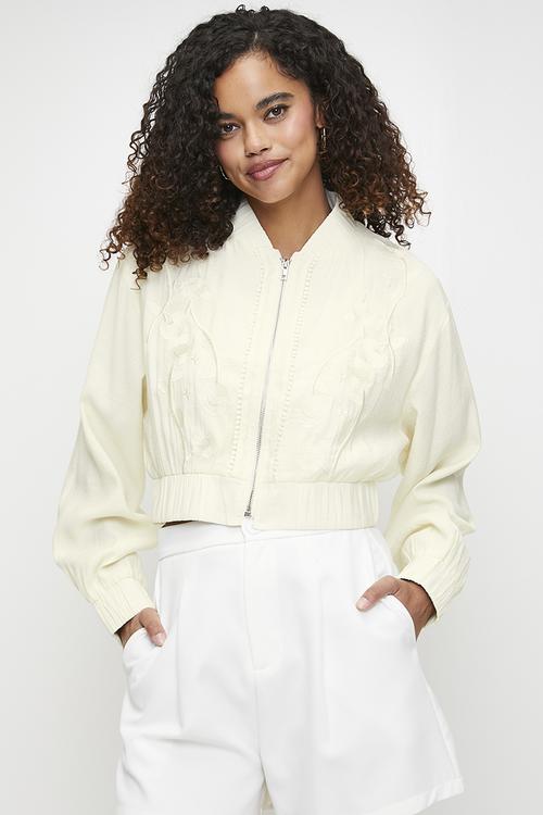 Co-ord jacket with embroidery - ecru