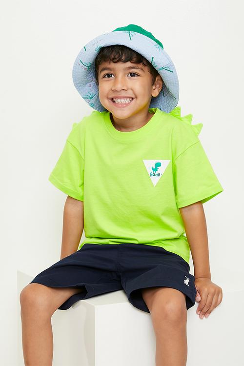 Tee with 3D dino spikes - bright green 
