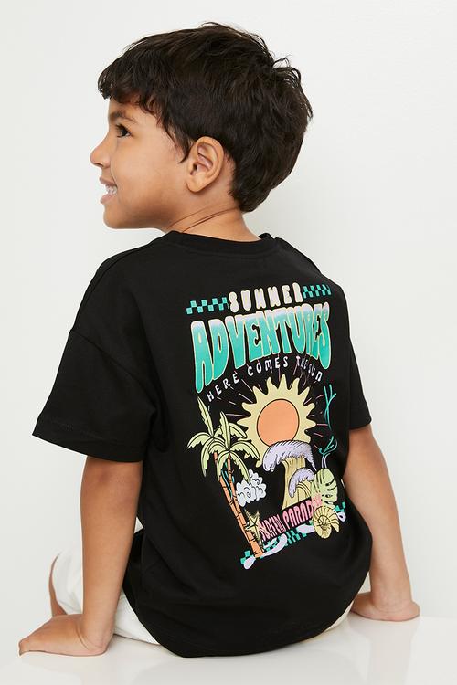 Graphic and placement print tee - black/here comes the sun