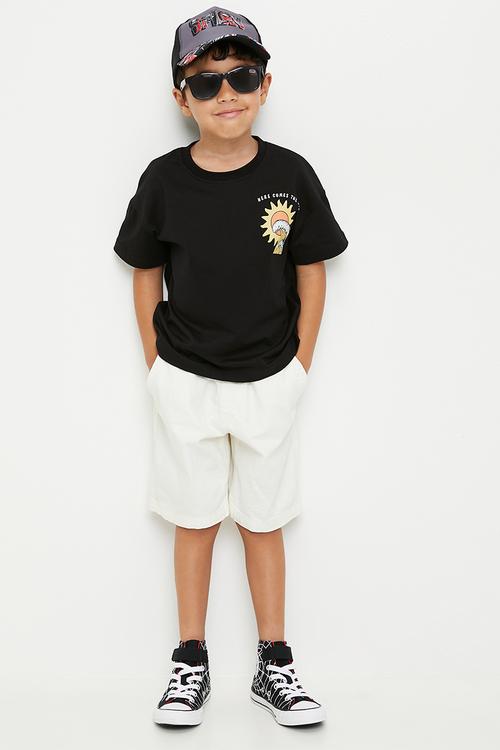 Graphic and placement print tee - black/here comes the sun