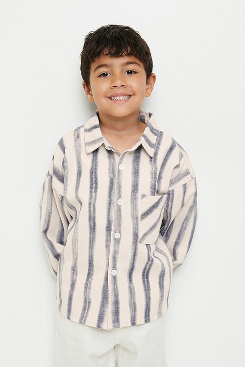 Brushstroke striped shirt - blue/neutral
