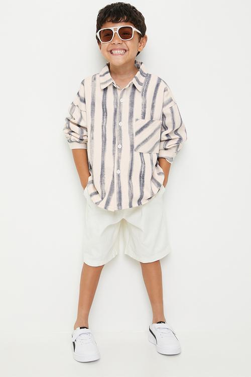 Brushstroke striped shirt - blue/neutral