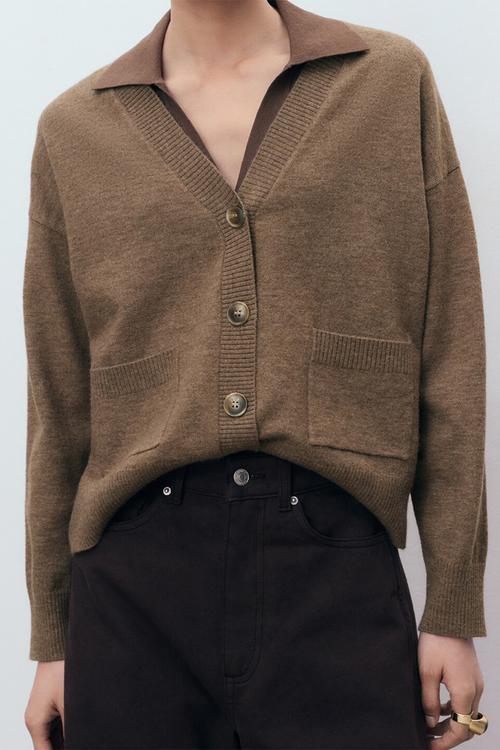 Cardigan nekko - medium brown