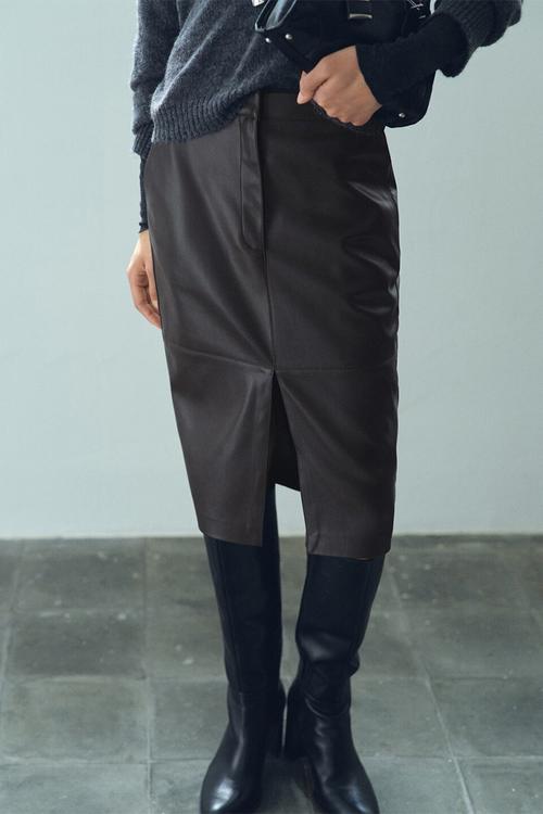 Skirt pencil - dark brown