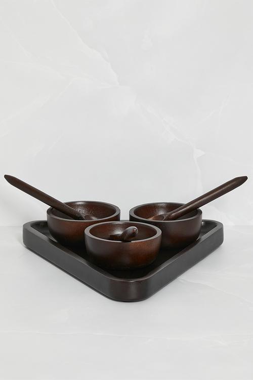 Wooden Tapas Bowls set of 3 - Dark Brown