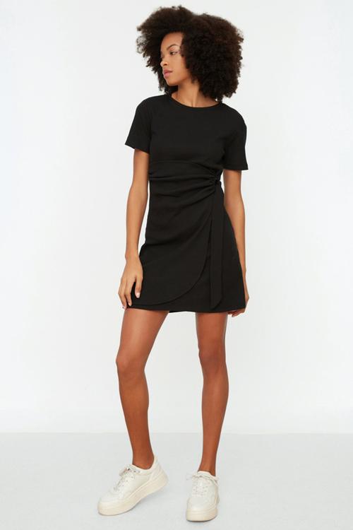 Mini Straight Cut Knitwear Dress - Black