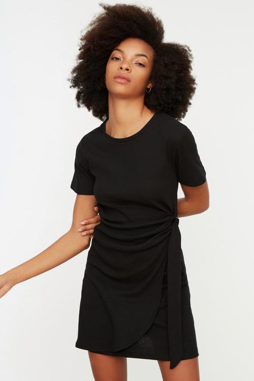 Mini Straight Cut Knitwear Dress - Black