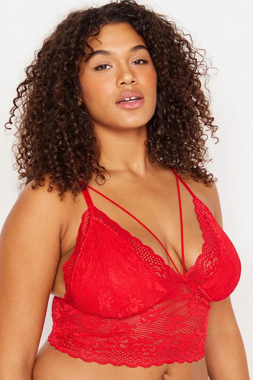 Plus size lace bustier - red