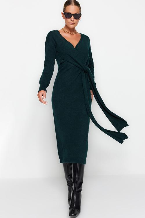 Midi Knit Relaxed Dress - Emerald Green