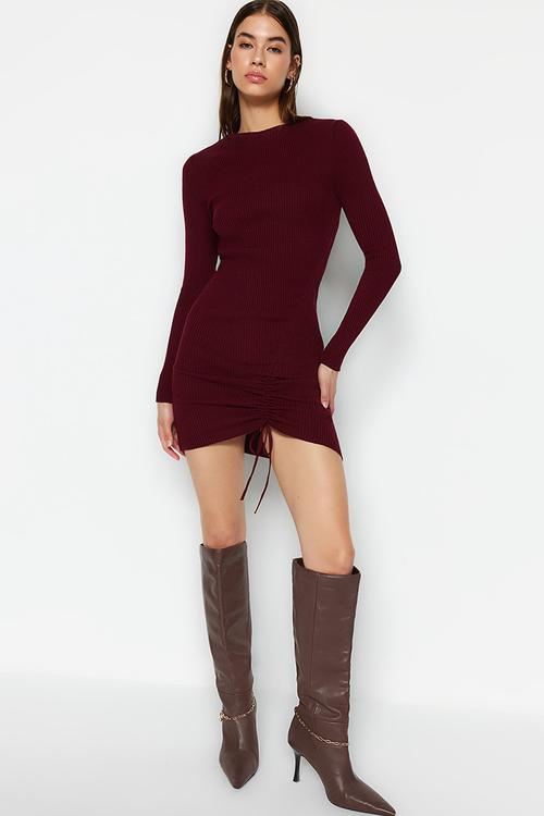 Mini Woven Bodycon Dress - Red