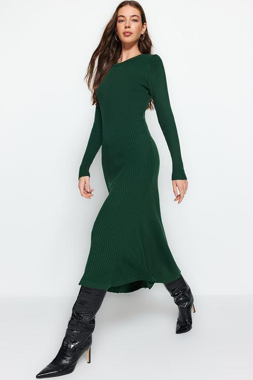 Midi Knit Dress - Emerald Green