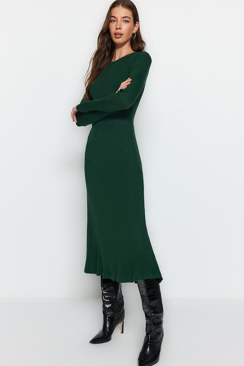 Midi Knit Dress - Emerald Green