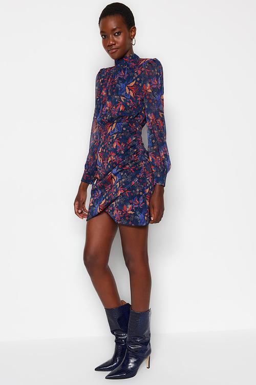 Mini Woven A line Open Back Dress - Multi
