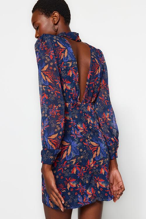 Mini Woven A line Open Back Dress - Multi