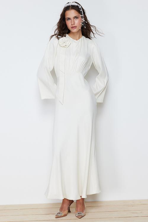 Maxi A line Woven Dress - Cream